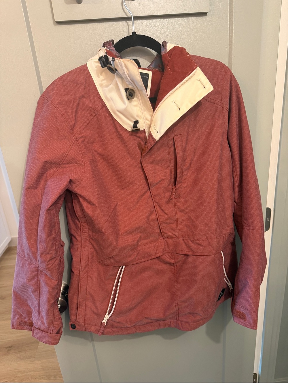 Women’s Red Anorak Jacket with Contrast Cream Liner
